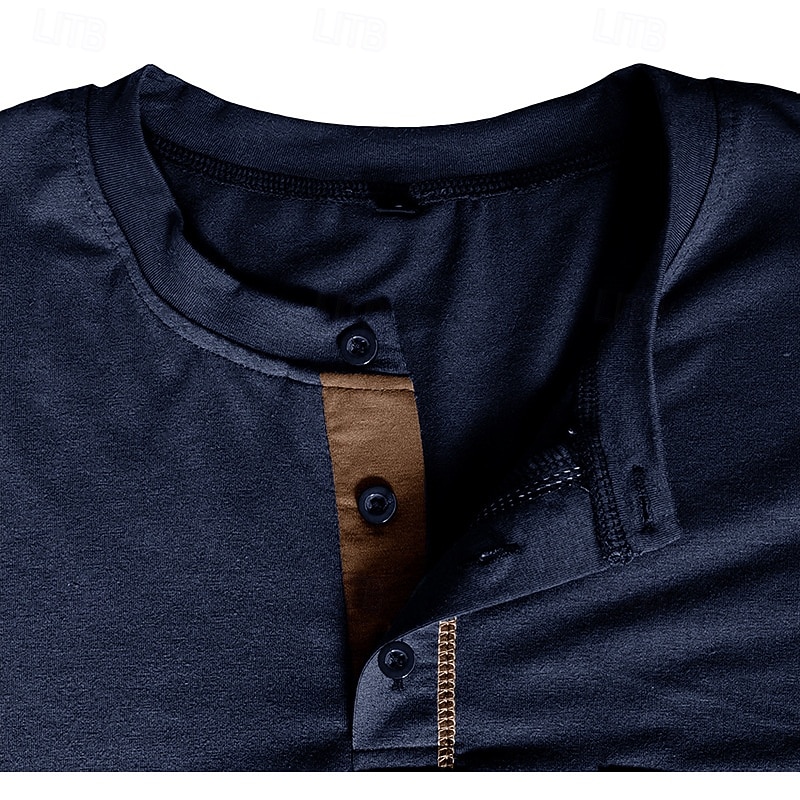 Per uomo Maglia Henley Maglietta Manica Lunga Tinta unica Semplice Tinta unita Moda Designer Casual Tasca Bottoni Henley All'aperto Casuale Quotidiano Estate Autunno Inverno Grigio scuro Nero Bianco del 2025 a $20.99 –P4