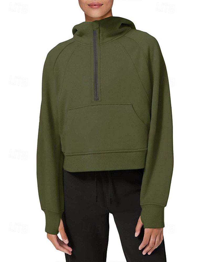Women's Pullover Hoodie Sweatshirt Plain Streetwear Casual Long Sleeve Hooded Regular Tops Street Holiday Zipper Light Pink Black Pink Red Navy Blue Winter 2025 - $25.99 –P12