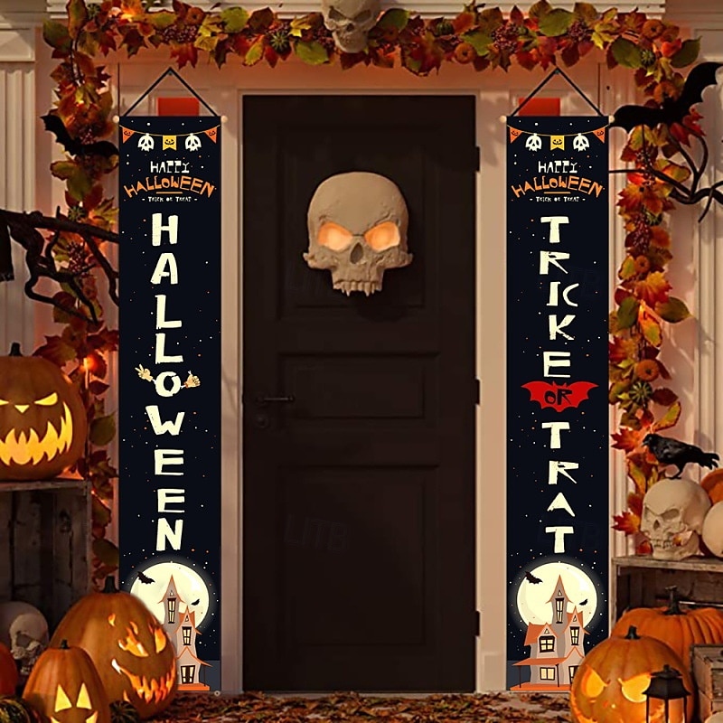 Σημαία με βεντάλια για το Halloween, εξωτερική σημαία για εξωτερικούς χώρους, φράχτης αυλής για το Halloween, κρεμαστός τρομακτικός φράχτης κολοκύθας, σημαία, διακόσμηση τραπεζιού, φθινοπωρινή διακόσμηση δωματίου, αισθητική, διακόσμηση πάρτι γενεθλίων για 2025 - $10.49 –P11