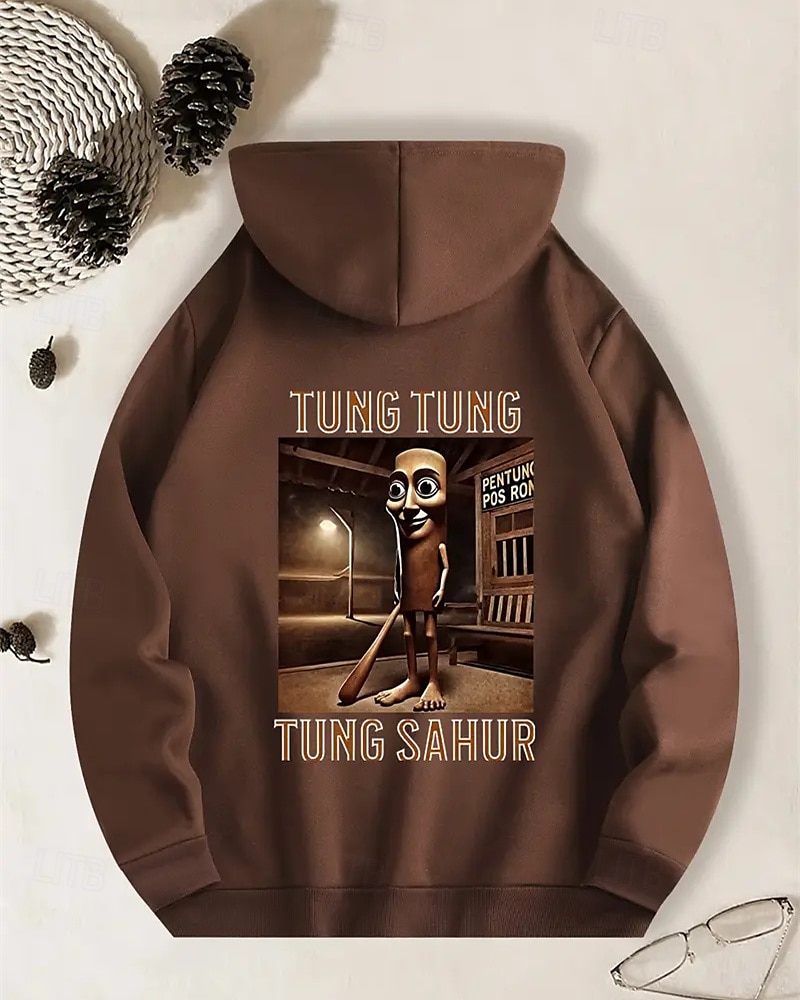 Pojkars avslappnad långärmad huvtröja med tung tung tung sahur-tryck vår höst mode streetwear barn 4-12 år huva utomhus daglig normal passform 2025 - $18.99 –P12