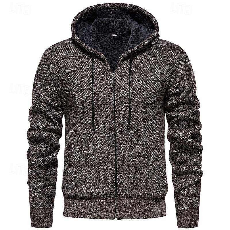 Hombre Chaqueta de Punto Suéter recortado Jersey con cremallera Suéter de punto Estriado Tejer Tops regulares Bolsillo Vellón Plano Con Capucha Moda Clásico Vacaciones Ropa Cotidiana Ropa Otoño 2025 - $21.99 –P8