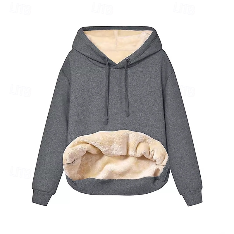 Damen Kapuzenpullover Einfach Lässig Langarm Mit Kapuze Normale Oberteile Straße Ferien Ausgehen Patchwork Schwarz Wein Hell Gray Dunkelgray Herbst Winter 2025 - $25.99 –P5