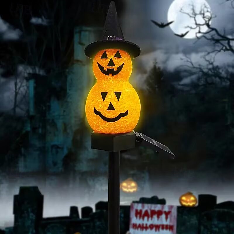 Solar Power Halloween Pumpkin Garden Lamp Ghost Lights For Garden Yard All Saints' Day Gravestone Garden Lawn Yard Patio Decorative Pathway Lights 1X 2X 2025 - $15.99 –P12