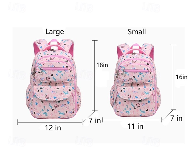 Zaino scolastico stampato per bambine con ciondolo a forma di cuore con cerniera, zaino multitasche leggero e impermeabile per studenti delle scuole elementari e medie, disponibile in rosa, viola, blu e beige del 2025 a $34.99 –P1