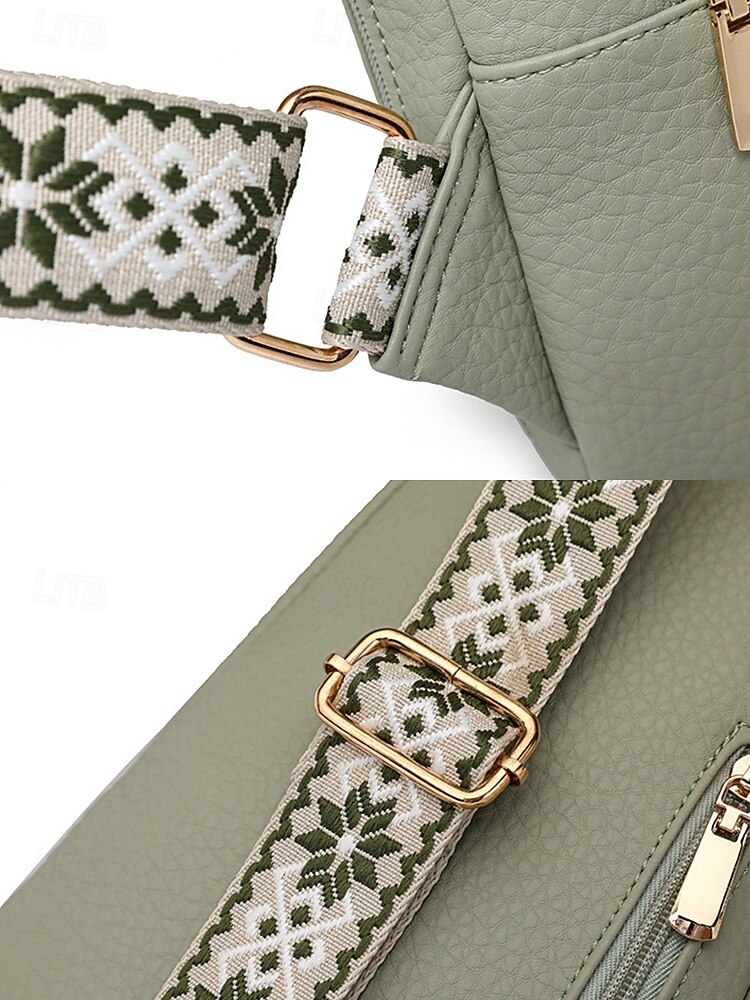 Dámská nepromokavá crossbody kabelka z umělé kůže - ležérní lehká crossbody kabelka s multifunkčními kapsami a širokým ramenním popruhem s etnickým vzorem, ideální na cestování, nakupování i každodenní nošení 2025 - $19.99 –P10