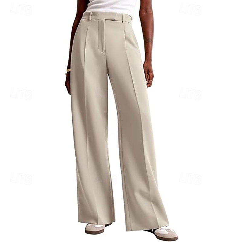 Women's Wide Leg Slacks Streetwear Casual Full Length Natural Plain Elastic Waist Comfy Street Holiday Daily Wear Ash Dark-Gray Dark red Apricot Fall Regular Fit 2026 - $32.99 –P8