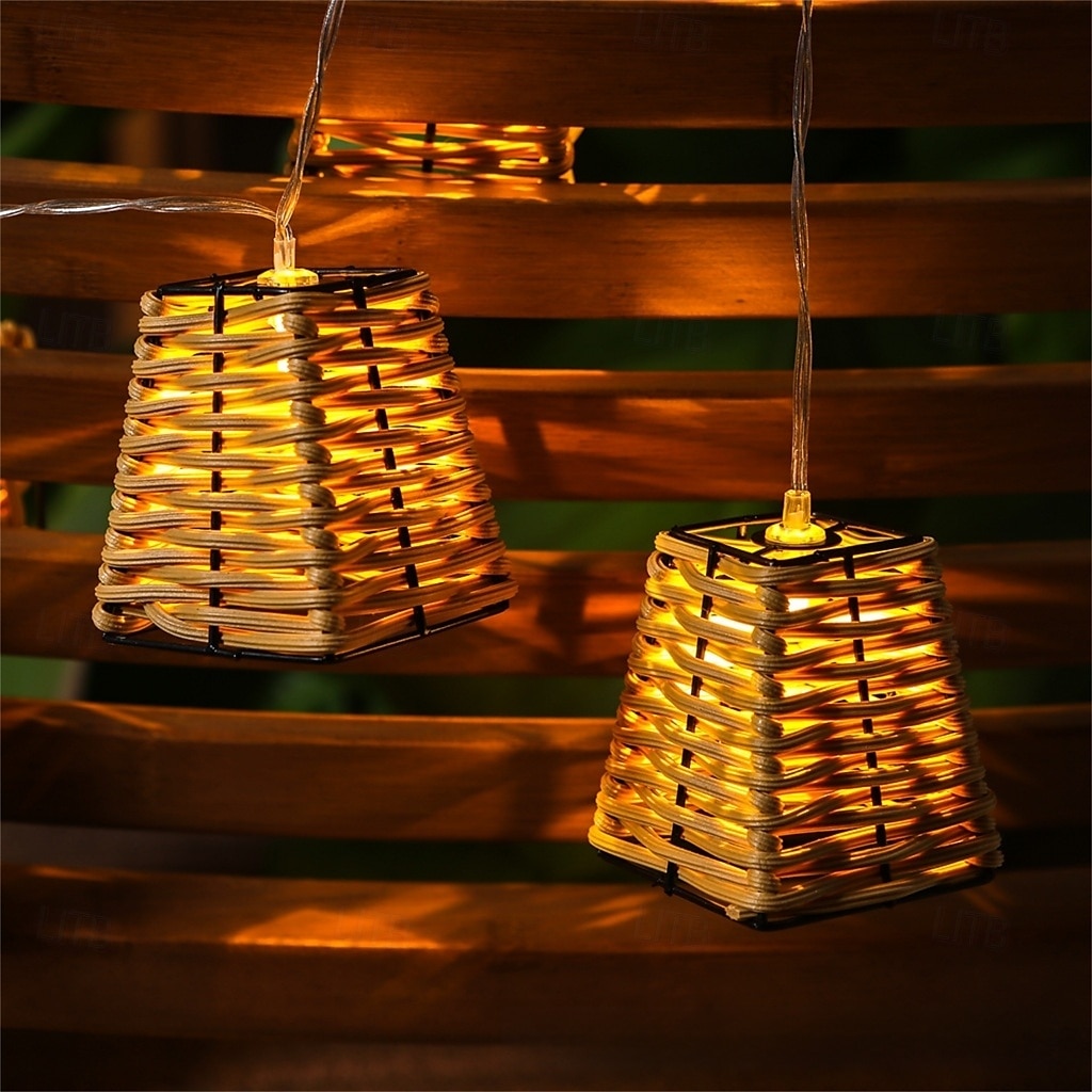 Rattan Decorative String Lights Boho String Lights with 20 Mini Bulbs  Weatherproof Lantern Style Patio Lights for Indoor/Outdoor Home Decor Pergola Porch Party and Backyard 2025 - $97.99 –P5