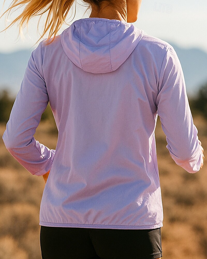 Femmes Veste de course Veste d'extérieur Veste à capuche Cordon de serrage Poche à Fermeture Éclair manche longue Top Athleisure Coupe-vent UPF 50+ Respirant Pêche Randonnée Course Tenue de sport de 2025 ? $16.79 –P2
