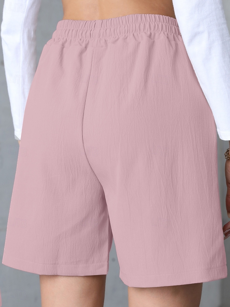 Pentru femei chinez Pantaloni Scurți De Bază Casual Scurt Talie Înaltă Simplu Buzunar Curea elastică Confortabil Απαλό Comfortabil Strech În aer liber Stradă Caisă Alb Roz Îmbujorat Albastru piscină 2025 - $15.99 –P10