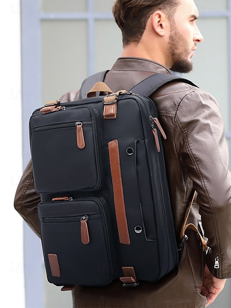Vanntett multifunksjonell laptop-ryggsekk for menn - forretningsreiseveske i vintage-stil, skulderveske med justerbar stropp, med trillekoffert, perfekt for jobb, høyskole og korte reiser 2026 - $69.99 –P2