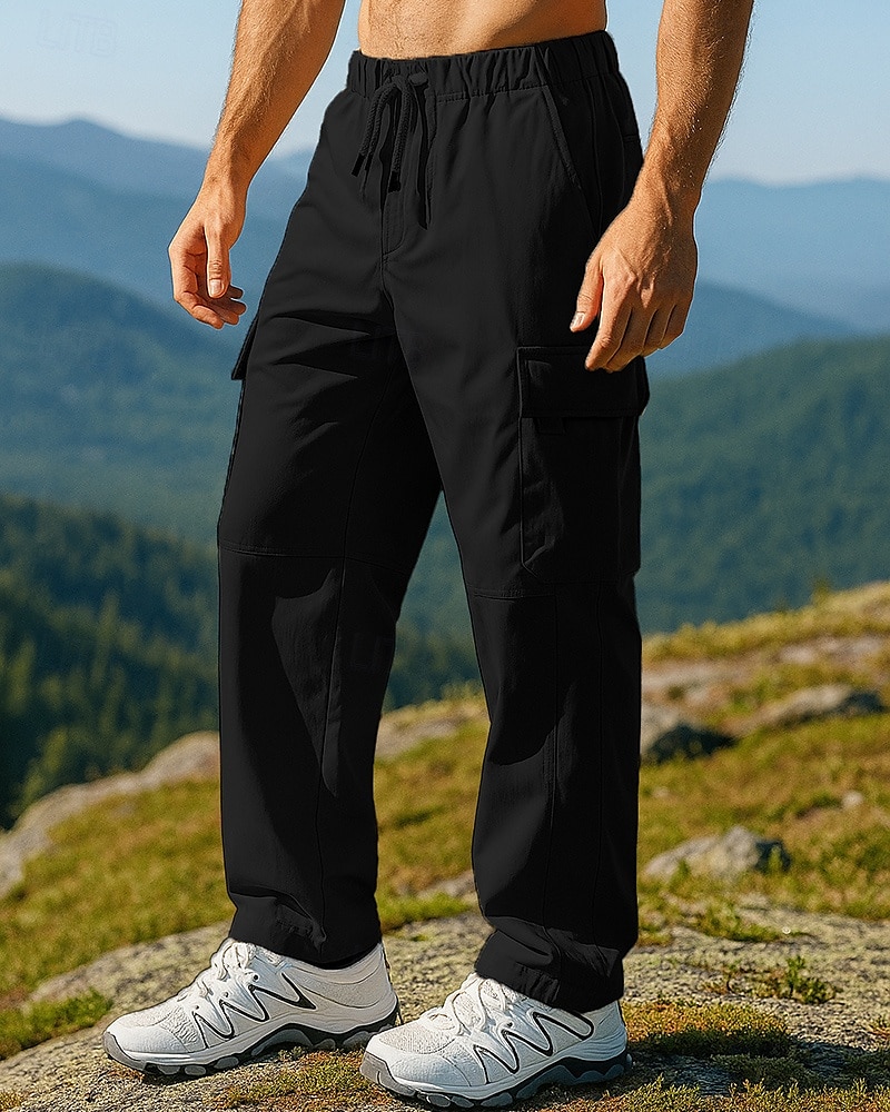 Herren Cargohosen Wanderhosen Außen Normale Passform Wasserdicht Winddicht Unterteile Kordelzug Tasche Schwarz Khaki Camping / Wandern Laufen S M L XL XXL 2025 - $25.99 –P5