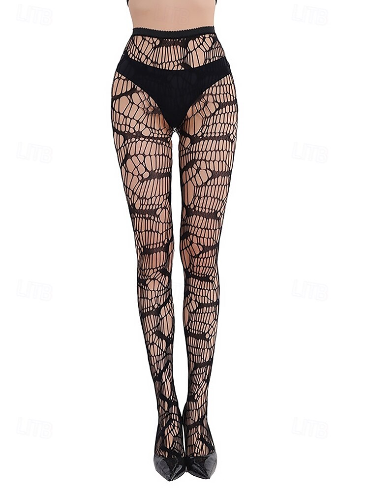Transparente Strumpfhose mit Spinnennetzmuster für Halloween für Damen – dehnbare Netzstrumpfhose für Kostümpartys, Cosplay und Nachtclub-Outfits 2025 - $9.99 –P13