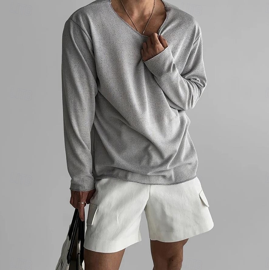 Homme T-shirt Chemise à Manches Longues manche longue Col ras du cou Été Toutes saisons Couleur Unie Quotidien Occasionnel street style Oversize Ample Occasionnel Extérieur Rue Blanche T-shirt haut de 2026 ? $20.99 –P2
