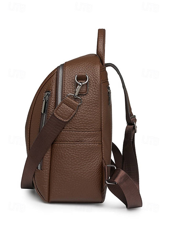 Women's Brown Faux Leather Mini Backpack – Water-Repellent Scratch-Resistant Fashion Daypack for Travel, Work and Daily Use 2025 - $24.99 –P5