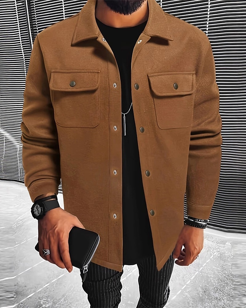 Homme Veste Légère Chemise Veste Veste Décontractée Chemise Vacances Quotidien Respirant Avec Poches Printemps Automne Uni Mode Classique Revers Régulier Noir bleu marine Kaki Gris Claire Vert de 2025 ? $27.99 –P7
