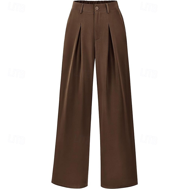 Dam Brett skaft Byxor Streetwear Ledigt Fullängd Naturlig Slät Elastisk midja Bekväm Gata Helgdag Dagliga kläder Äppelgrå Rödvin Mörkgrått Sjöblå Höst Normal 2026 - $32.99 –P5