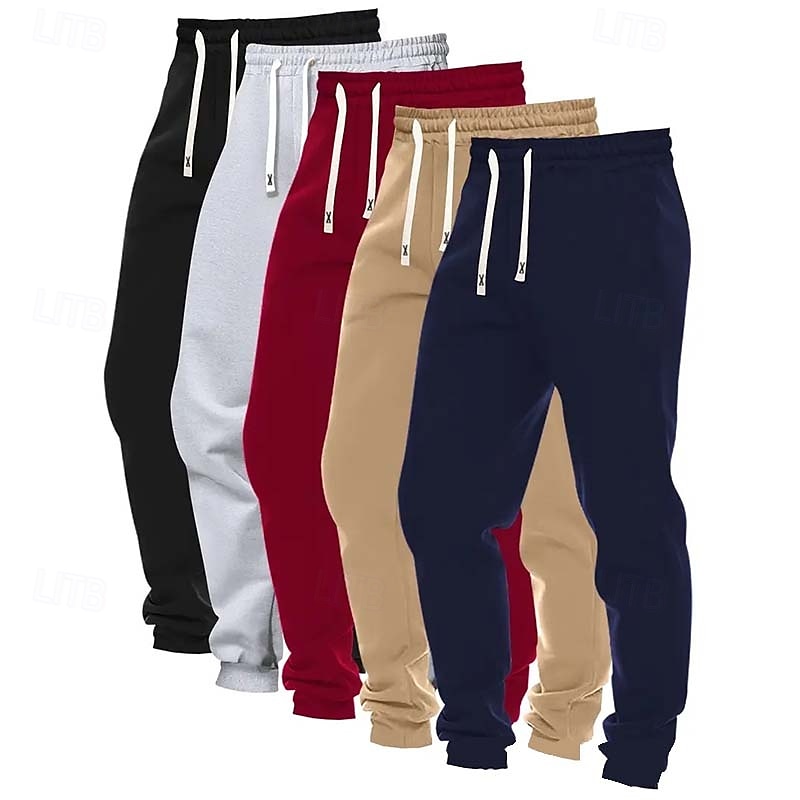5PCS Men's Sweatpants Joggers Trousers Casual Pants Running Pants Pocket Elastic Waist Drawstring Plain Comfort Full Length Outdoor Daily Simple Classic Style 2025 - $49.99 –P7