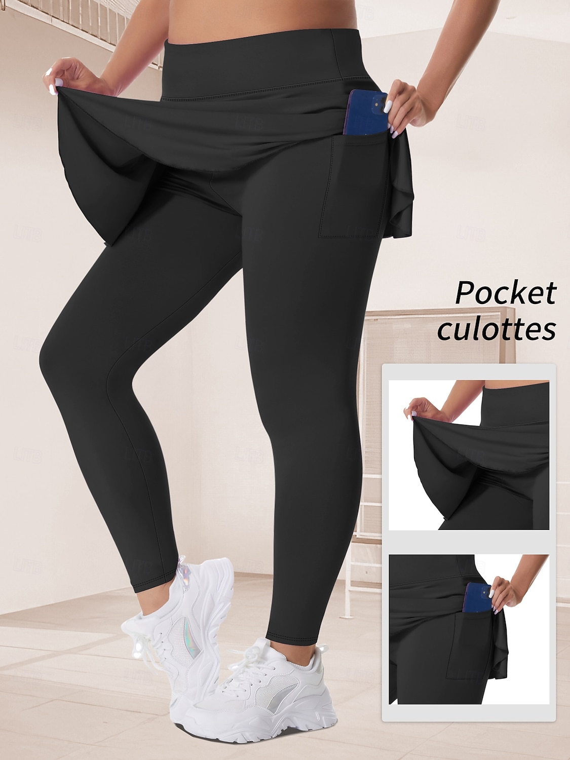 Mujer Tallas Grandes pantalones Polainas Mallas De Deporte Longitud total Cintura Media Plano Bolsillos laterales 2 en 1 Confortable Levantamiento de tope Control de barriga Yoga Casual Diario Gris 2025 - $18.99 –P19