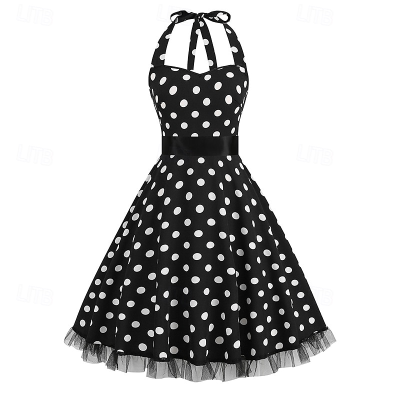 Epocă 1950 rockabilly Lungime Genunchi Rochie Flapper Rochii O rochie de linie Buline Mulată Gâtul halter Pentru femei Halloween Carnaval ziua îndragostiților Petrecere Casual Petrecere ceai Adulți 2025 - $25.99 –P6