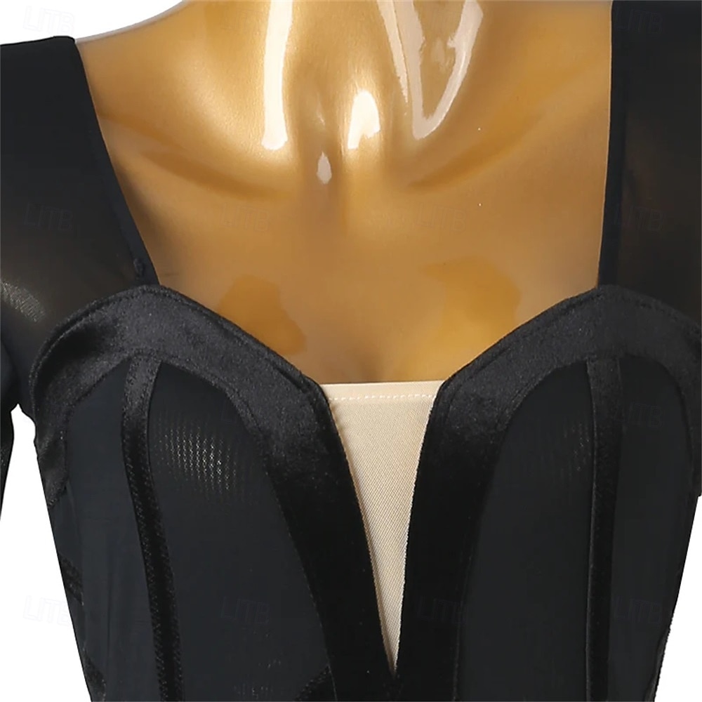 Danse Latine Robe Épissage Femmes Performance Entraînement Soirée manche longue Haut Nylon de 2025 ? $133.99 –P15