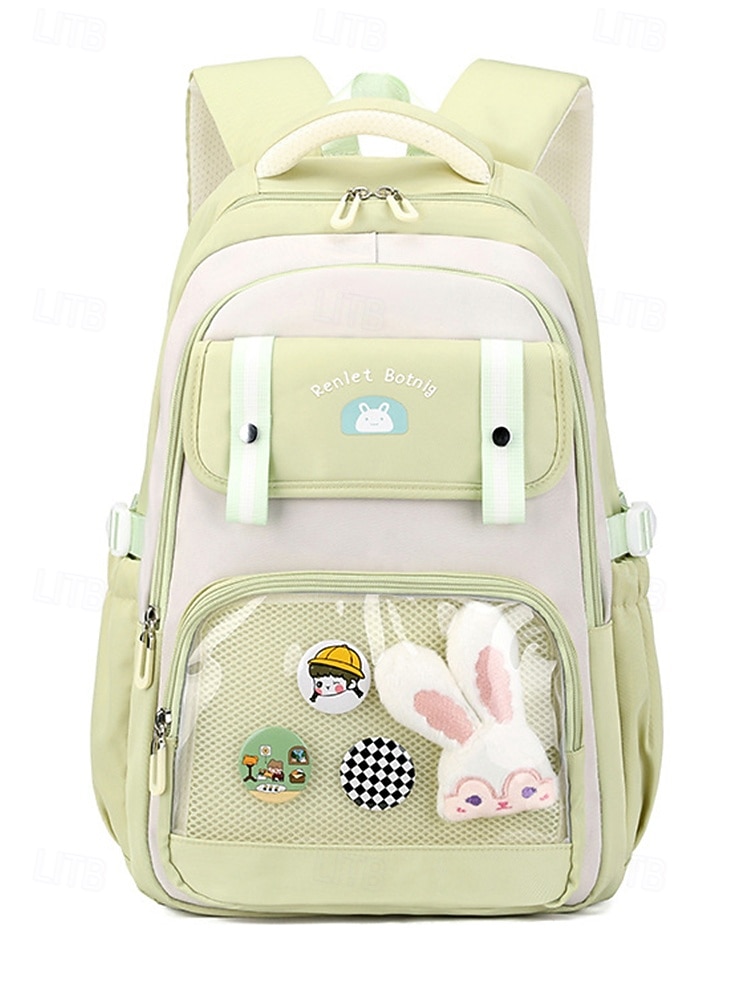 תרמיל גב קל משקל ועמיד למים לילדה עם כיס קדמי שקוף וסיכת ארנב חמודה - תיק נסיעות חמוד לבית הספר, לקולג' ולטיולי סוף שבוע 2026 - $46.99 –P3
