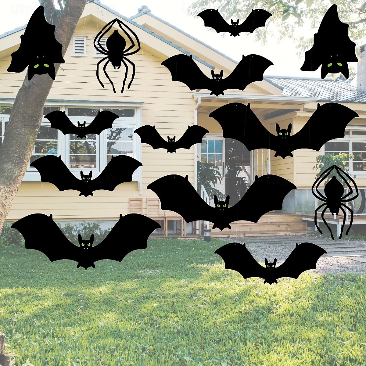 Ensemble de décorations d'Halloween 7 pièces - Chauves-souris effrayantes &Araignées géantes aux yeux brillants : parfaites pour une fête ou un jardin ! Cadeau de Noël, d'Halloween ou de Thanksgiving. de 2025 ? $36.99 –P6