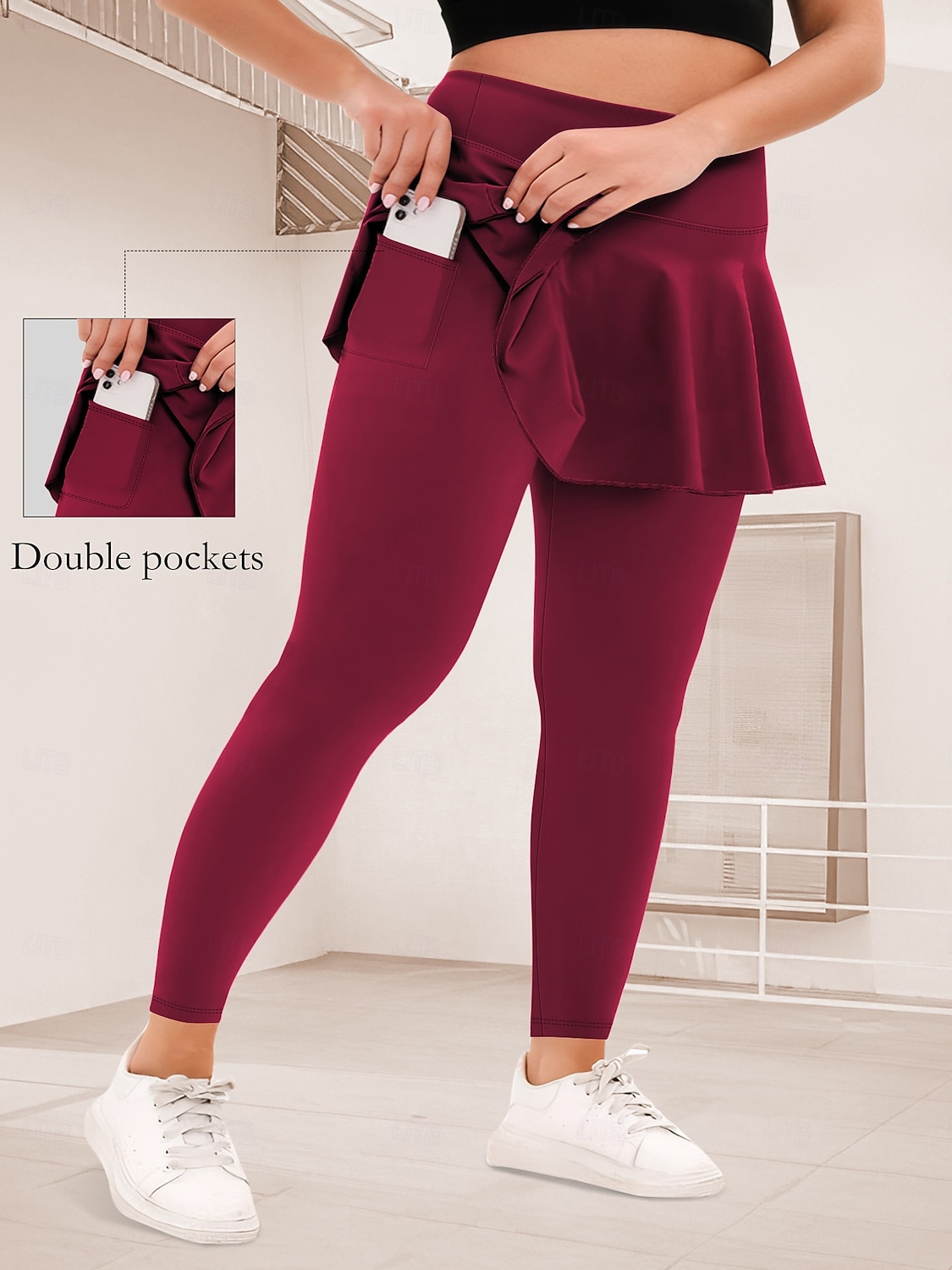 Mujer Tallas Grandes pantalones Polainas Mallas De Deporte Longitud total Cintura Media Plano Bolsillos laterales 2 en 1 Confortable Levantamiento de tope Control de barriga Yoga Casual Diario Gris 2025 - $18.99 –P12