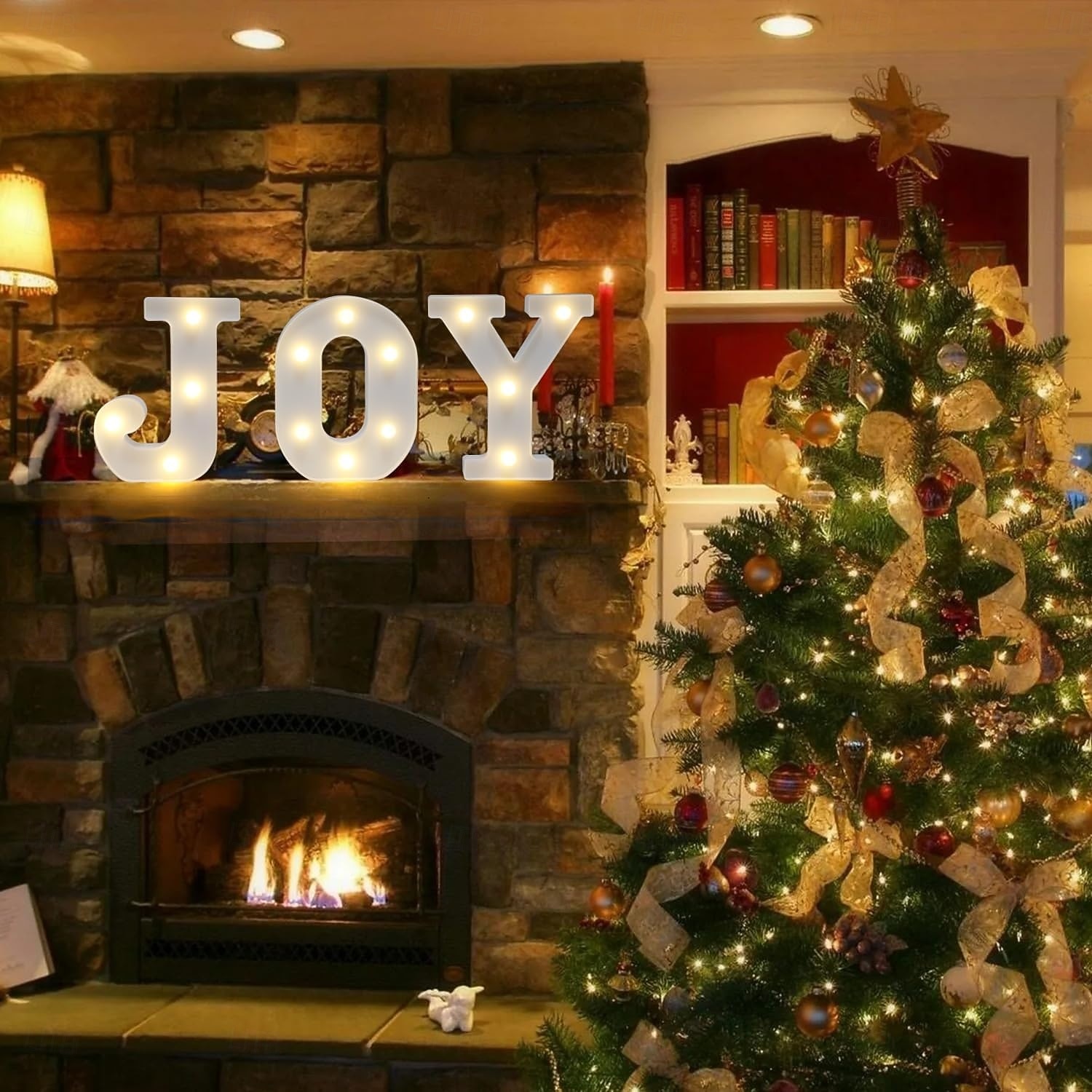Christmas Decorations Indoor Home Decor - 3 LED 8.5 Inches Marquee Light Up Joy Letters Lights Sign Battery Operated Christmas Signs for Mantel Home Bar Party Bedroom Wall Fireplace Xmas Decor 2025 - CAD $16.99 –P7