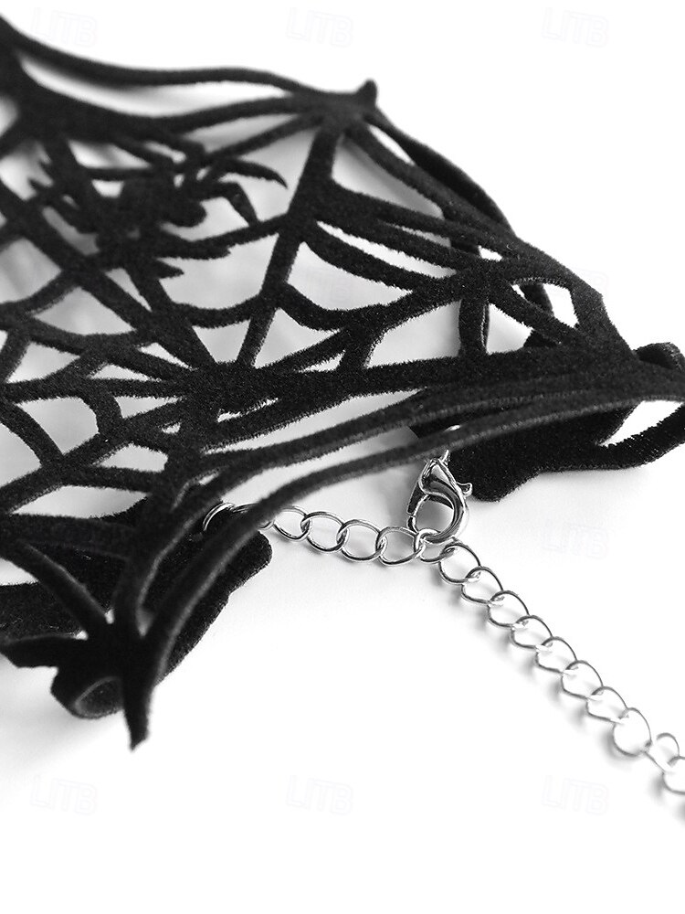 Damen-Halloween-Handarmband mit Spinnennetz – schwarze Gothic-Handkette aus Polyester mit Spinnendesign für Kostümpartys und Cosplay 2025 - $9.99 –P6