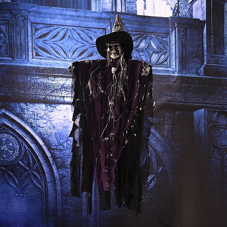 Pendentif squelette fantôme d'Halloween, squelette de faucheuse suspendu fantôme volant avec des yeux brillants, décor de crâne suspendu gothique d'horreur, pour décorations intérieures et extérieures de 2025 ? $29.99 –P9