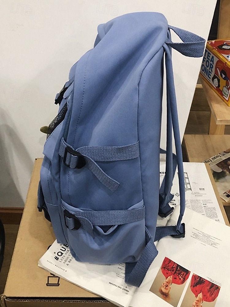 Freizeitrucksack für Teenager mit großem Fassungsvermögen – Schultasche im koreanischen Stil mit mehreren Taschen und Plüsch-Schlüsselanhänger für Schule, Reisen und Outdoor-Aktivitäten, Schwarz, Weiß, Rot 2025 - $24.99 –P6