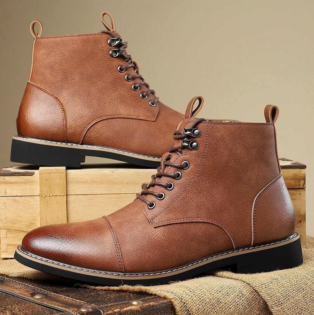 Bottines à lacets vintage pour homme – bottines à bout droit avec coutures classiques pour le travail, le week-end et l'automne de 2025 ? $54.99 –P6