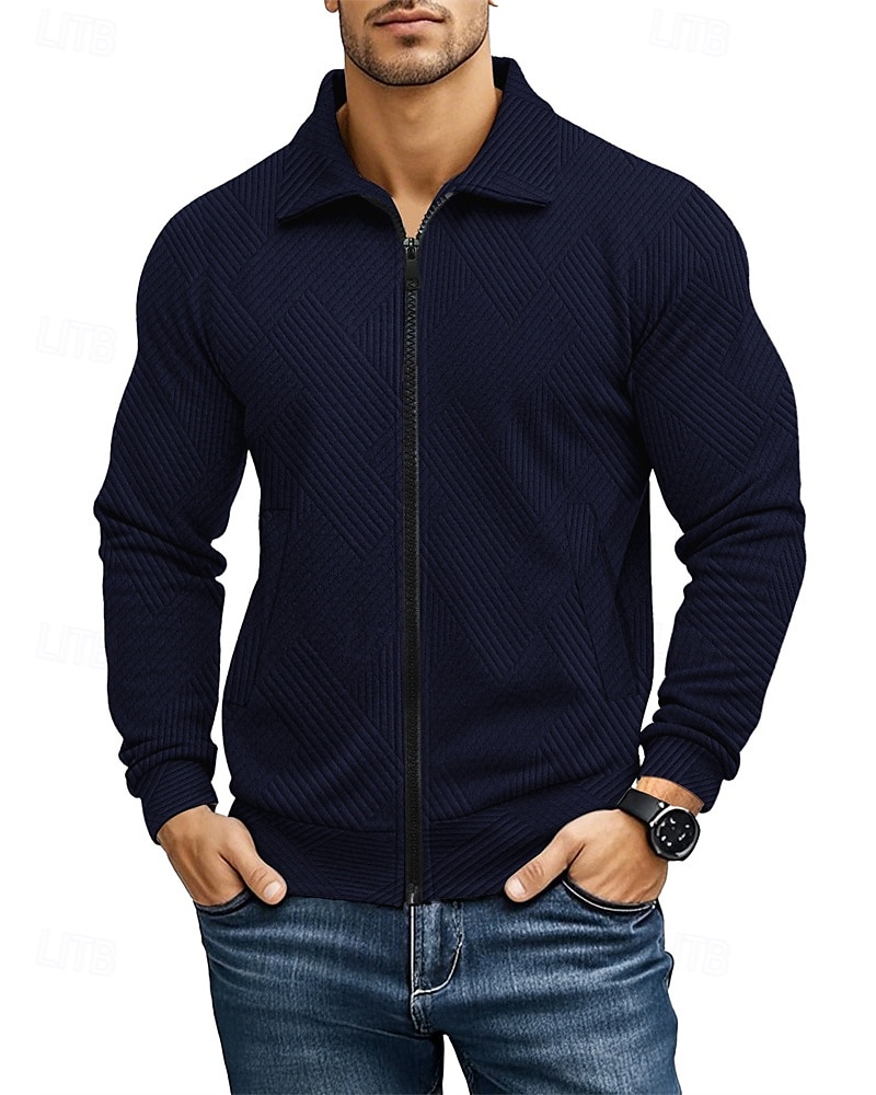 Homme Veste Légère Veste Décontractée Vacances Quotidien Respirabilité Avec Poches Jacquard Printemps Automne Uni Mode Classique Revers Régulier Noir Blanche bleu marine Kaki Gris Claire Veste de 2025 ? $29.99 –P10