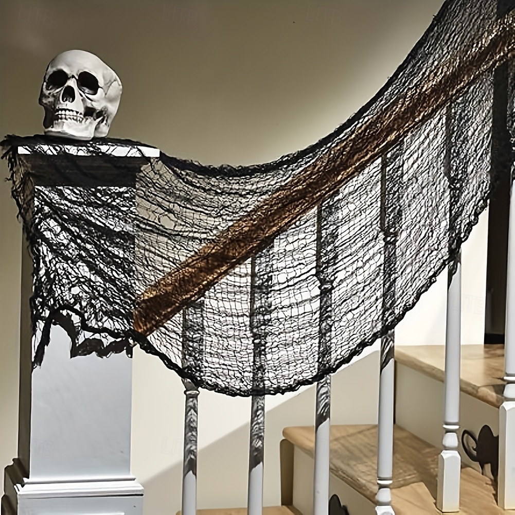 1 ks halloweenská černá strašidelná látka - strašidelná látka, halloweenská dekorace (3072 palců), vánoční halloweenský dárek na Den díkůvzdání, velikonoční dárek 2025 - $7.99 –P6