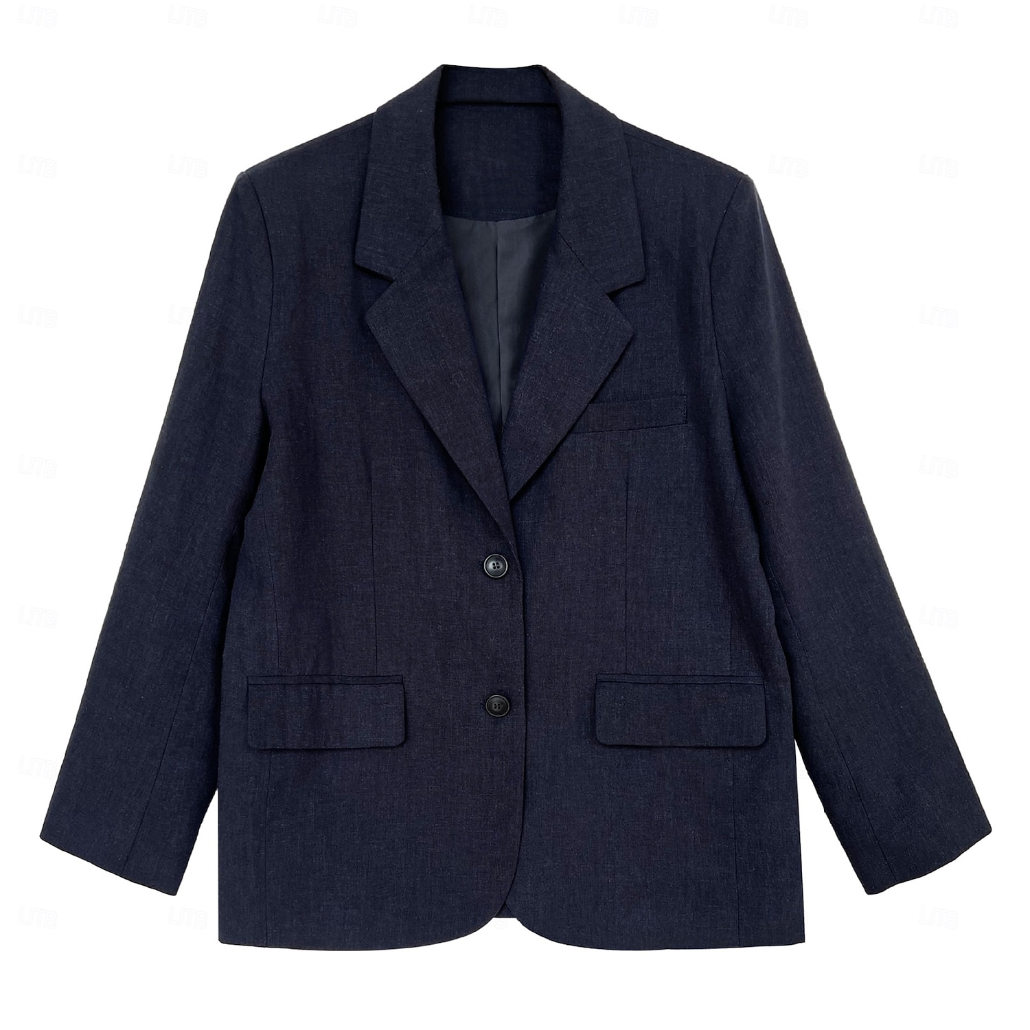 Blazer de lino y tencel para mujer, transpirable, con bolsillos y botones, elegante, vintage, a la moda, para uso diario, color liso, formal, para oficina o carrera, informal, de botonadura sencilla, 2026 - $81.99 –P1