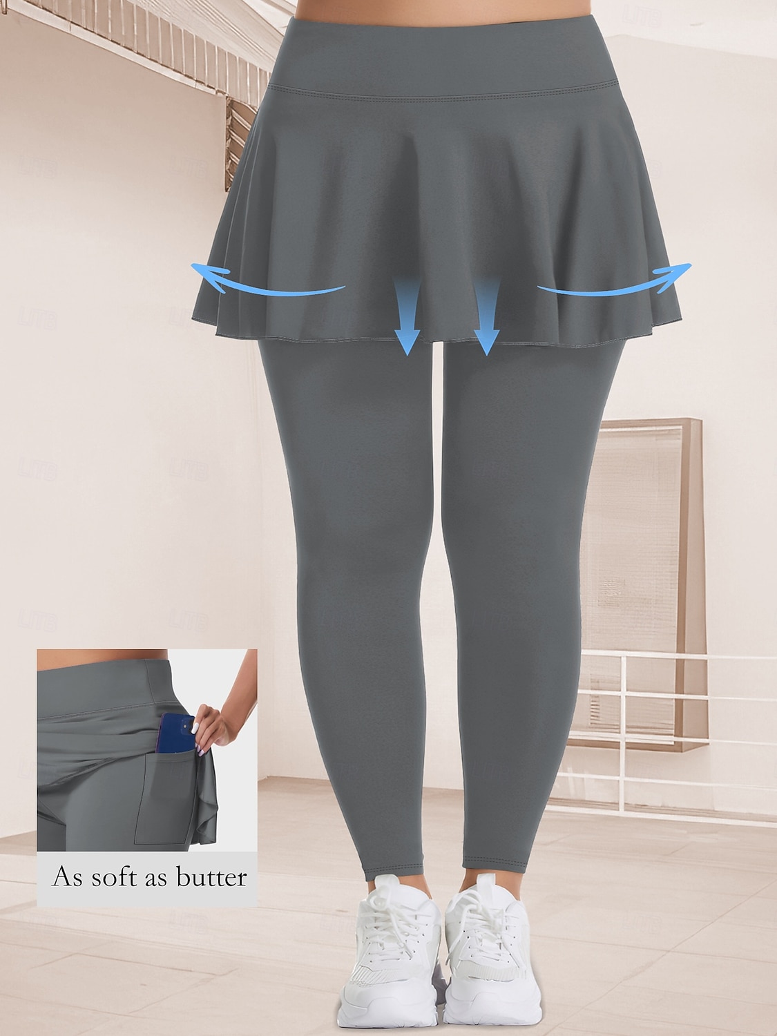Mujer Tallas Grandes pantalones Polainas Mallas De Deporte Longitud total Cintura Media Plano Bolsillos laterales 2 en 1 Confortable Levantamiento de tope Control de barriga Yoga Casual Diario Gris 2025 - $18.99 –P15
