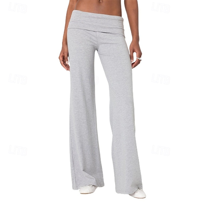 Pentru femei Picior Larg Pantaloni Pantaloni Palazzo Modă Șic Stradă Lungime totală Natural Simplu Talie elastică Respirabilitate Comfortabil Stradă Purtare Zilnică Ieșire Roșu Vin Negru 1 # Negru 2025 - $18.99 –P1