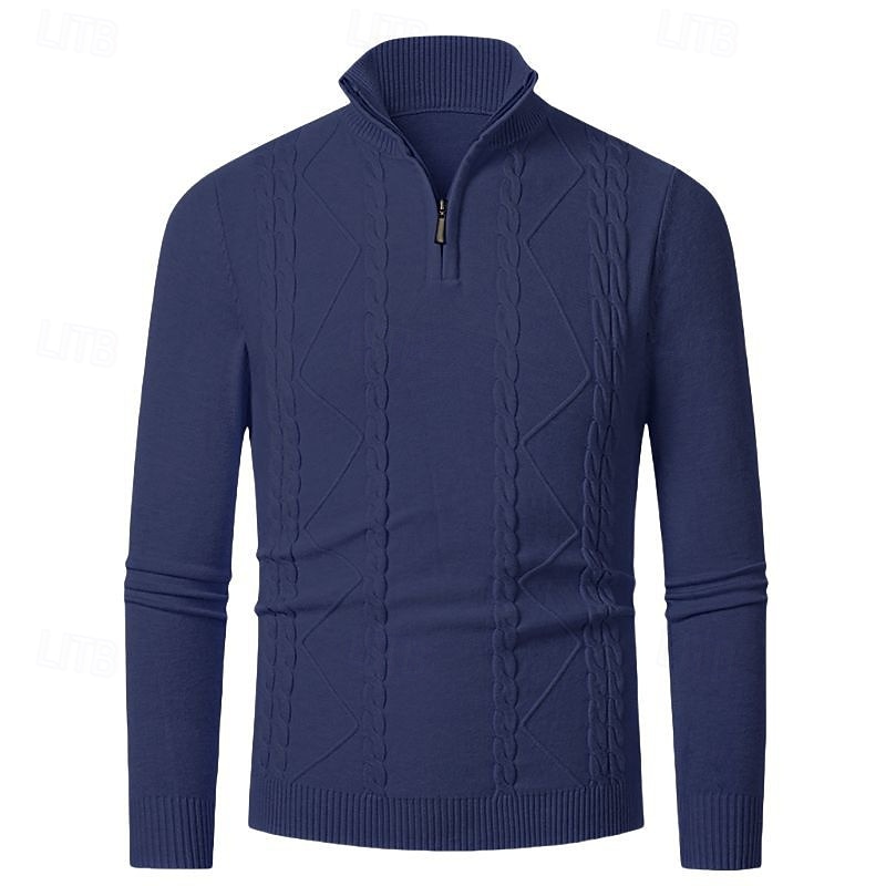 Herren Pullover Pullover mit Viertelreißverschluss Strickpullover Zopfmuster Stricken Normale Oberteile Gestrickt Einfach Viertelreißverschluss Mode Lässig Urlaub Alltagskleidung Bekleidung Herbst 2025 - $22.99 –P11