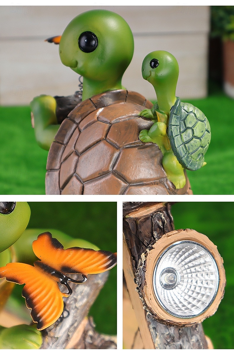1 stk utendørs solcelledrevet skilpadde mor og barn sykkeldekorasjonslys gårdsplass hagesti plen terrasse ornamentlys landskap observasjonslys 2026 - $27.99 –P4