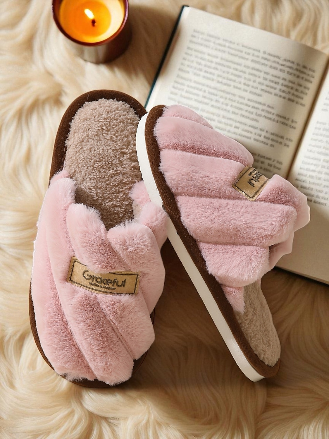 Chaussons en fausse fourrure pour femme – chaussures d'intérieur ultra douces pour le confort hivernal, la détente dans la chambre et la lecture détendue de 2025 ? $14.99 –P2