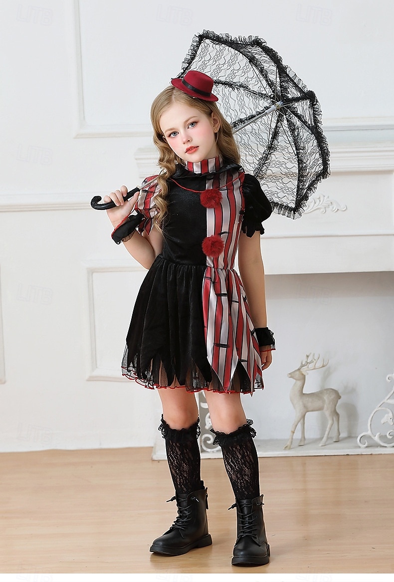 Cirkus Klaun předvečer Všech svatých Šaty Roztomilý Punk a gotika Horor Dětské Dívčí předvečer Všech svatých Karneval Výkon Párty Jednoduché Halloweenské kostýmy Oblékněte se 2025 - $44.99 –P13