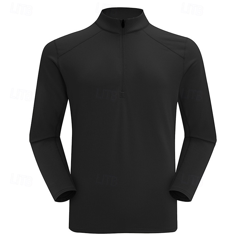 Hombre Sudadera de polar Sudadera con un cuarto de cremallera Manga Larga Escote Chino Camiseta Al aire libre Mantiene abrigado Invierno Poliéster Negro Azul Albaricoque Pesca Tenis Corriendo 2025 - $35.99 –P5