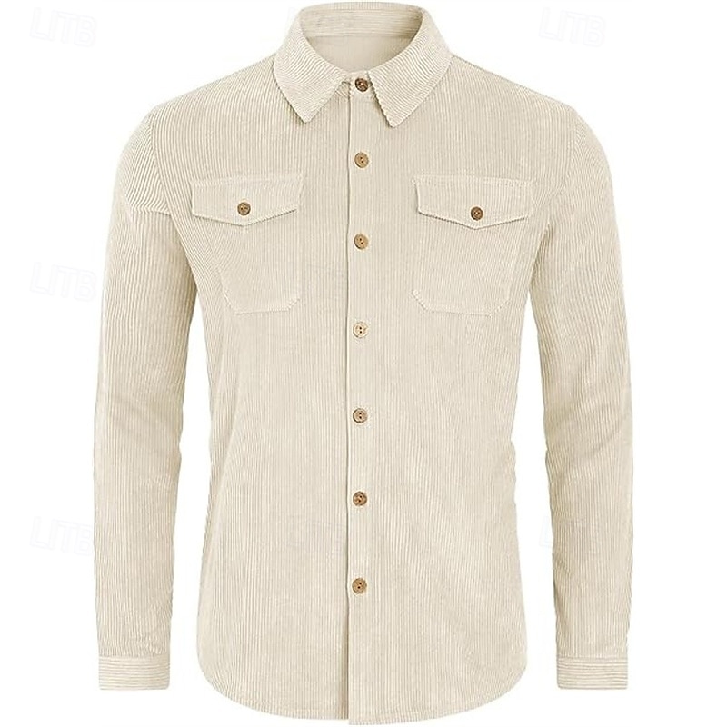 Herren Leichte Jacke Cordjacke Cargo-Jacke Freizeitjacke Urlaub Täglich Tasche Frühling Herbst Einfach Mode Klassisch Revers Regulär Schwarz Marineblau Braun Beige Grau Jacken 2025 - $27.99 –P5