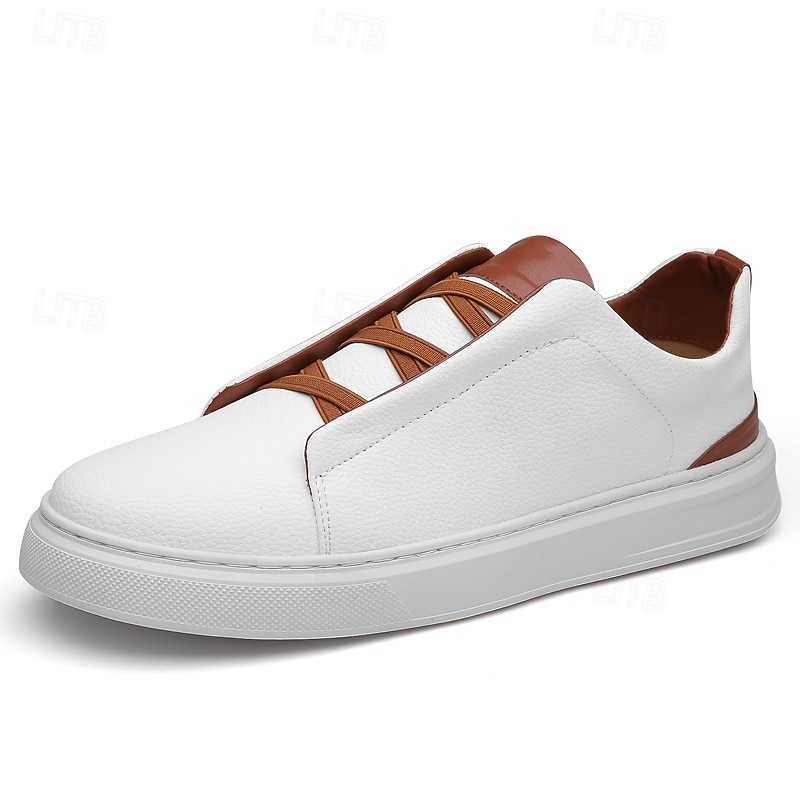 weiße Freizeit-Sneaker für Herren mit braunen Akzenten bequeme Alltagsschuhe für Büro und Reisen 2025 - $42.99 –P1