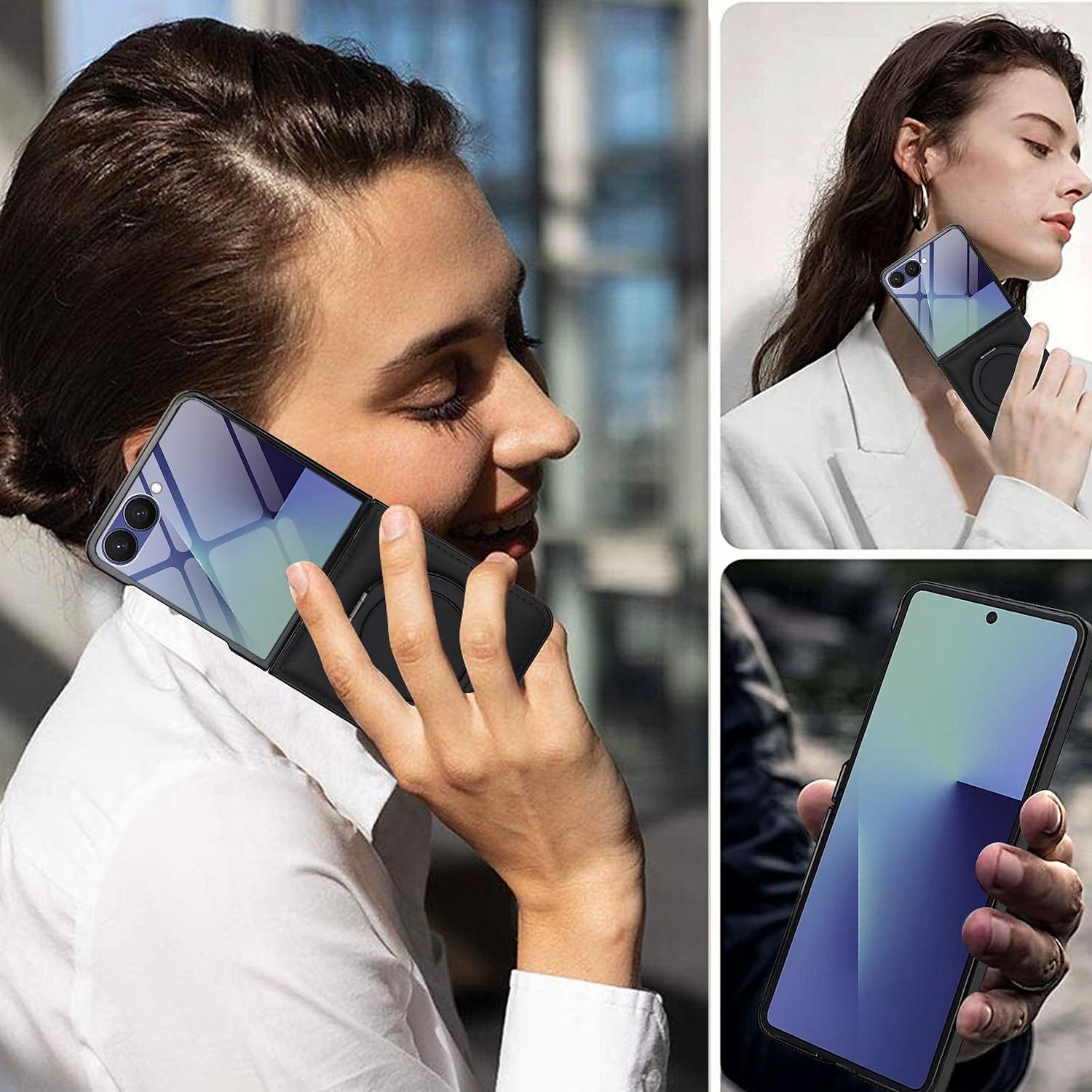 téléphone Coque Pour Samsung Galaxy Z Flip 7 Z Flip 6 Z Flip 5 Z Flip 4 Z Flip 3 Coque Arrière Supporte la Charge Sans Fil Support Antichoc Rétro TPU faux cuir de 2025 ? $24.99 –P5
