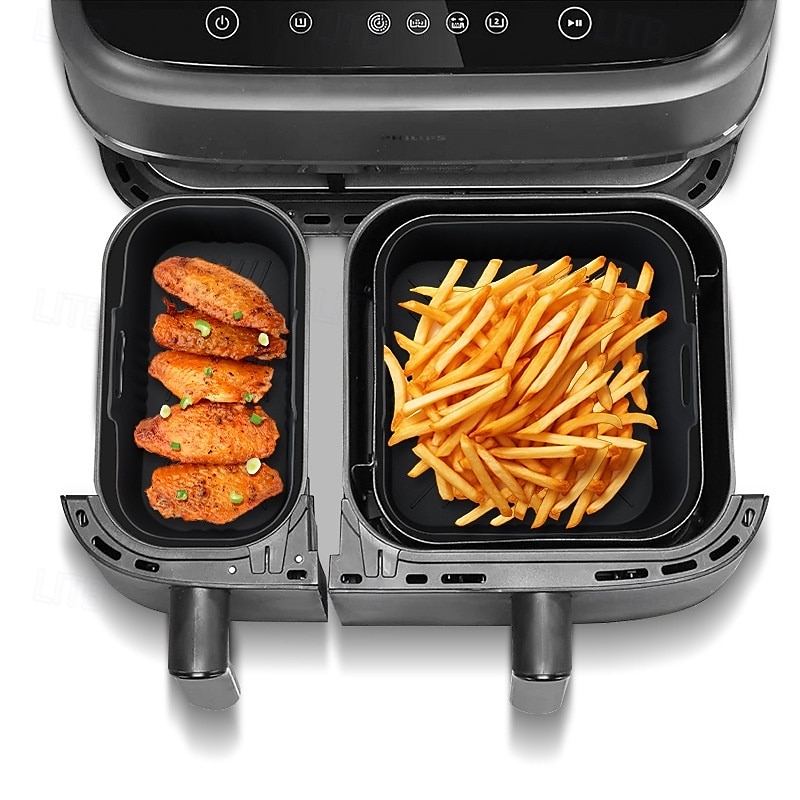 Lot de 2 plaques de cuisson réutilisables en silicone antiadhésives pour friteuse à air, compatibles avec les modèles Philips NA350-3000, avec surface antiadhésive, adaptées aux friteuses à air, aux de 2025 ? $15.49 –P5
