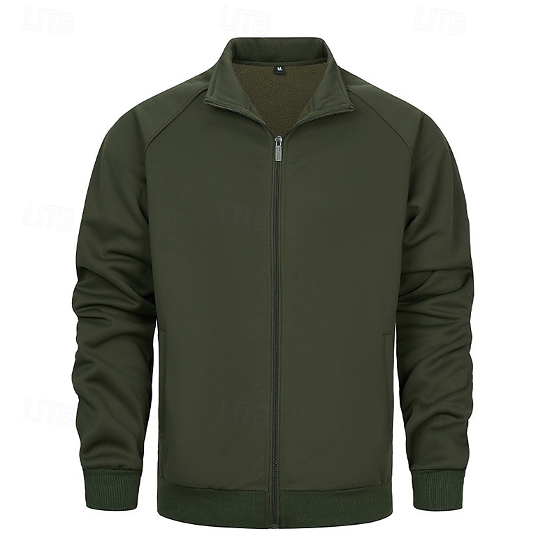 Per uomo Giacca in Pile Giacca Casual Vacanza Quotidiano Traspirabilità Tasca Primavera Autunno Semplice Moda Classico Collo alla coreana Regolare Nero Cachi Verde militare Grigio Giacca del 2025 a $29.99 –P16