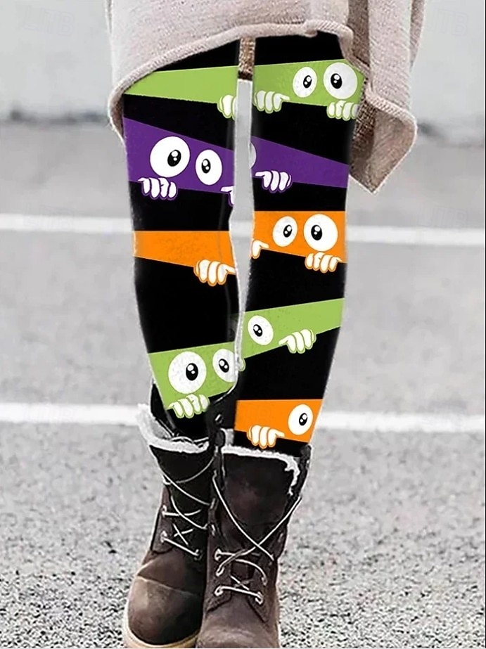 Femmes Leggings Vacances ancien Mode Longueur complète Taille hautePantsHalloween Graphique Halloween Impression Doux Respirant Élastique Formel Extérieur Vacances Vert Noir Frêne Noir et gris fonc de 2025 ? $19.99 –P3