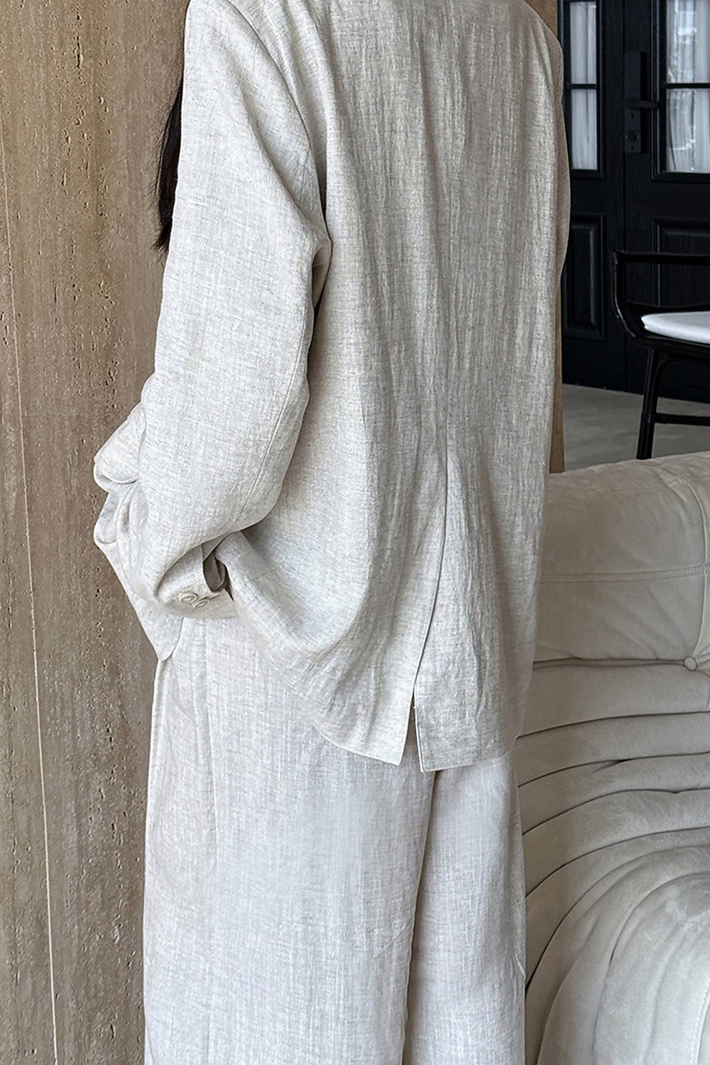 Blazer de lino y tencel para mujer, transpirable, con bolsillos y botones, elegante, vintage, a la moda, para uso diario, color liso, formal, para oficina o carrera, informal, de botonadura sencilla, 2026 - $81.99 –P14