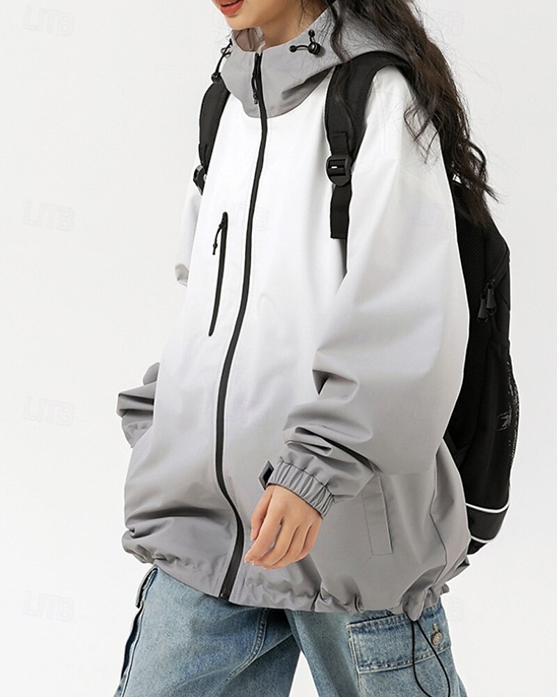 Dam Hoodiejacka Håller värmen Bekväm Dragkedja Ficka Mode Färggradient Utomhus Semester Dragkedja Normal Huva Normal Långärmad Ytterkläder Gul Ljusgrå Höst Vinter 2025 - $38.99 –P5